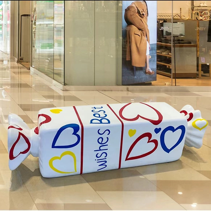Candy Chair Fiberglass Skulptur Handelszentrum Dekoration Candy Requisiten